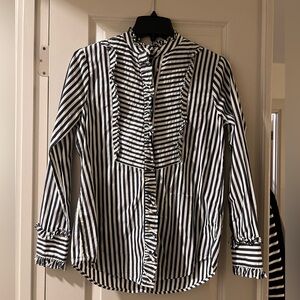 J Crew stripe ruffle blouse